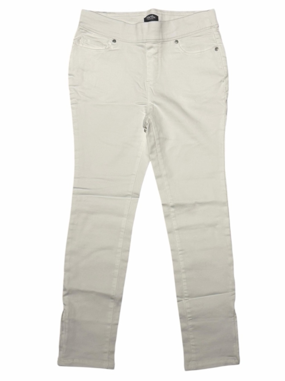 MARTHA STEWART Pull On Pants Zipper Ankle Detail White 6 PETITE